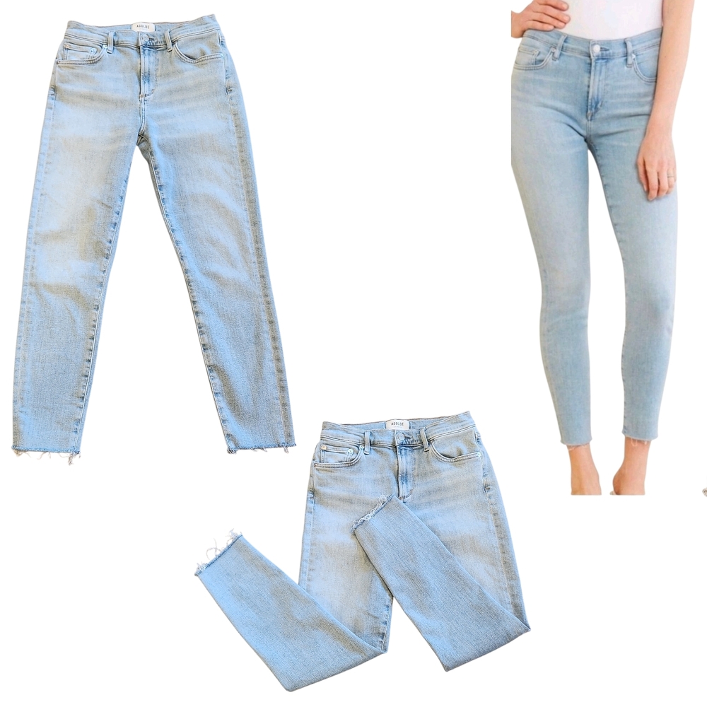 AGOLDE Women's 26 Sophie High Rise Skinny Crop Light Indigo Stretch Denim Jeans